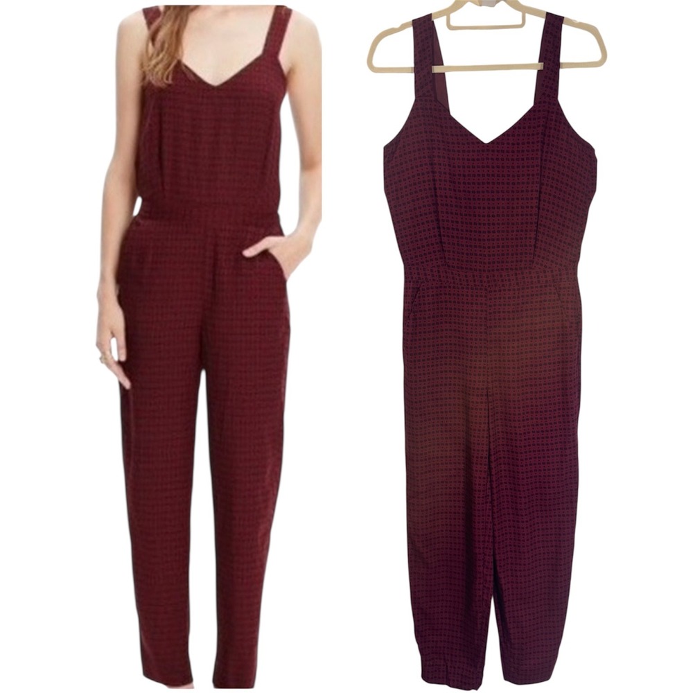 Madewell Tompkins Hashtag Womens Jumpsuit  Size S Maroon Burgundy‎ Sleeveless